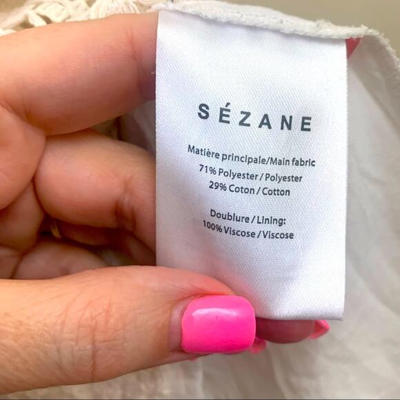 Sezane Crochet Lace Cream Off the Shoulders Mini Dress - Picture 5 of 7